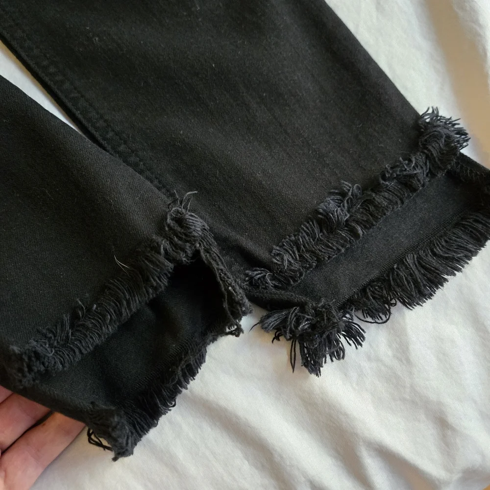 Rag & Bone sz 24 Nina High Rise Ankle Cigarette black jeans with frayed hem - Picture 2 of 13